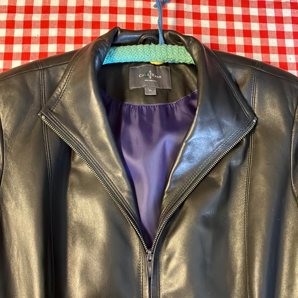 Like new Cole Haan lambskin leather jacket. Women's XL.